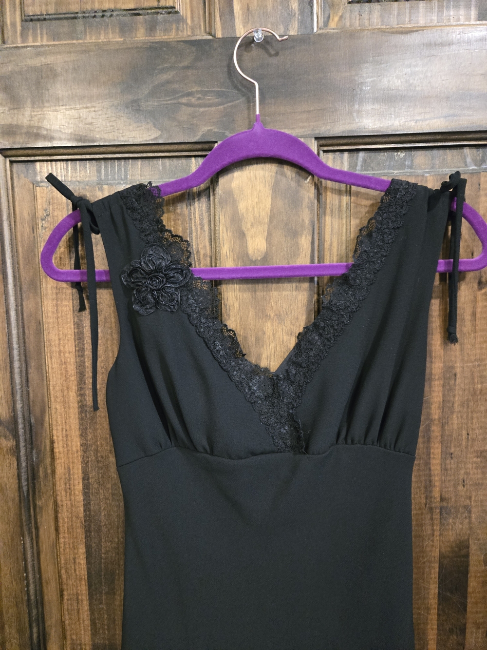 Classic Black Lace-Trim Slip Dress - Picture 2 of 2